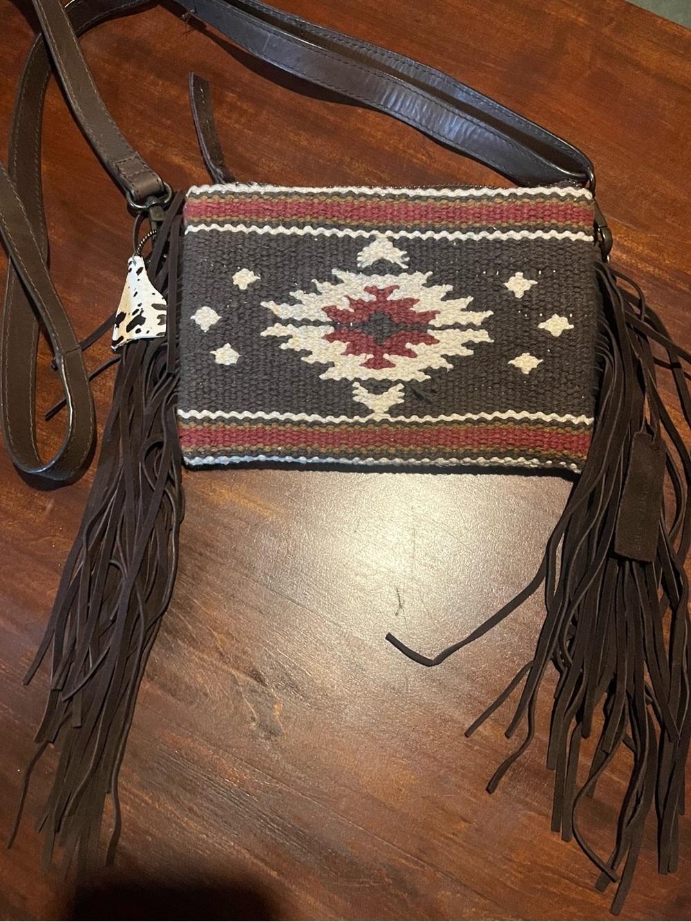Idylwind Fringed Southwestern Crossbody Bag in Brown and Cream